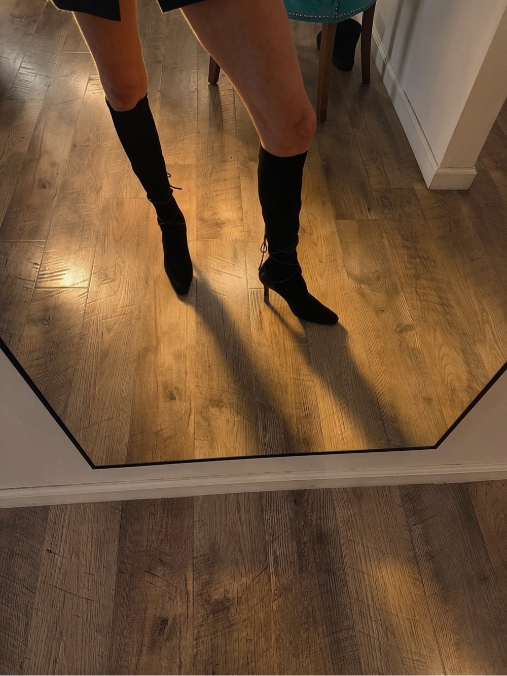 Black Knee-High Stiletto Boots - Women's Elegant Stretch 👢 💕 vintage early 2000